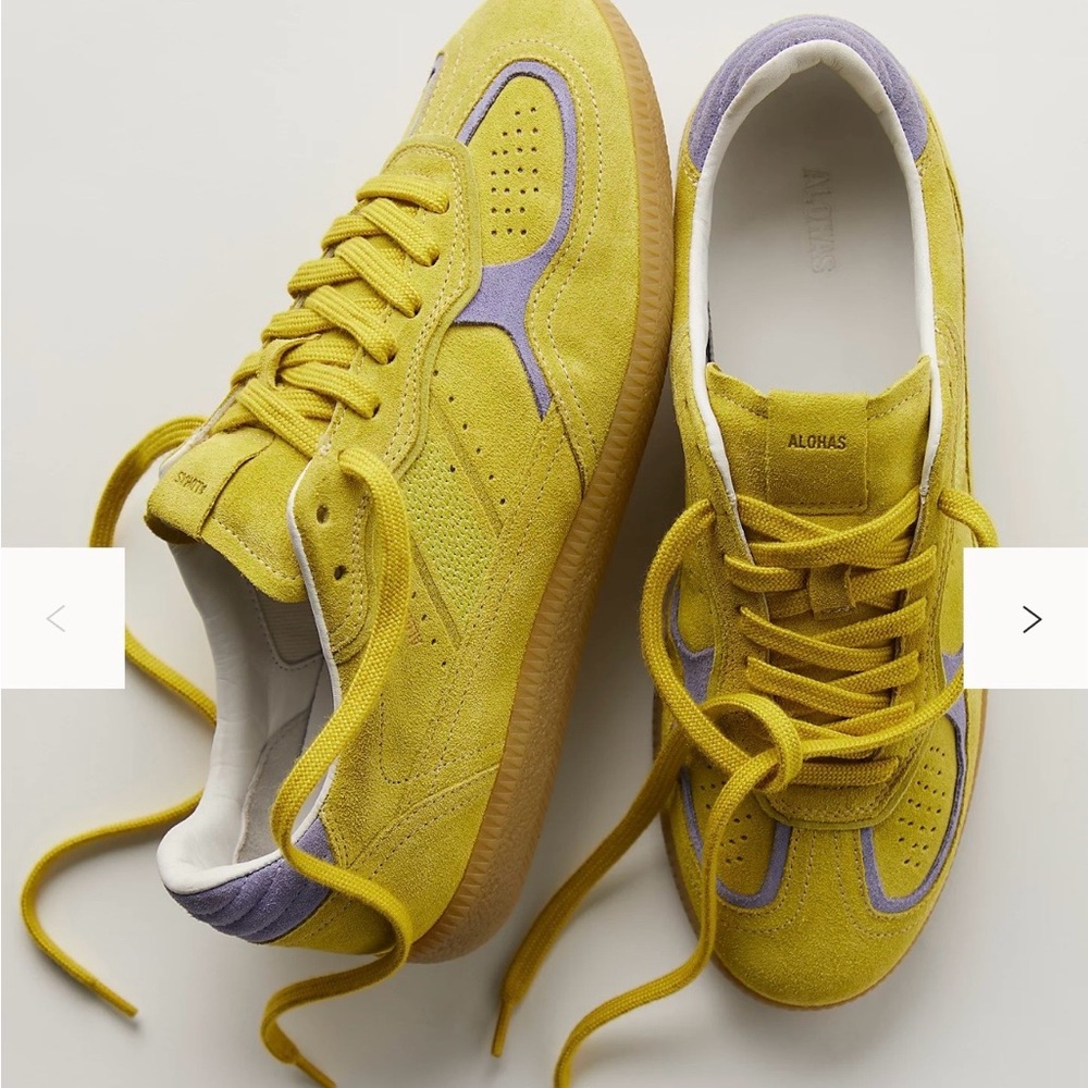 ALOHAS Yellow and Lavender Suede Sneakers